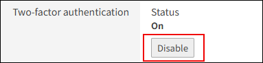 Screenshot: The "Two-factor authentication" section is highlighted