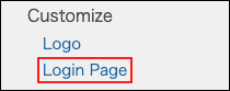 Screenshot: "Login page" is highlighted
